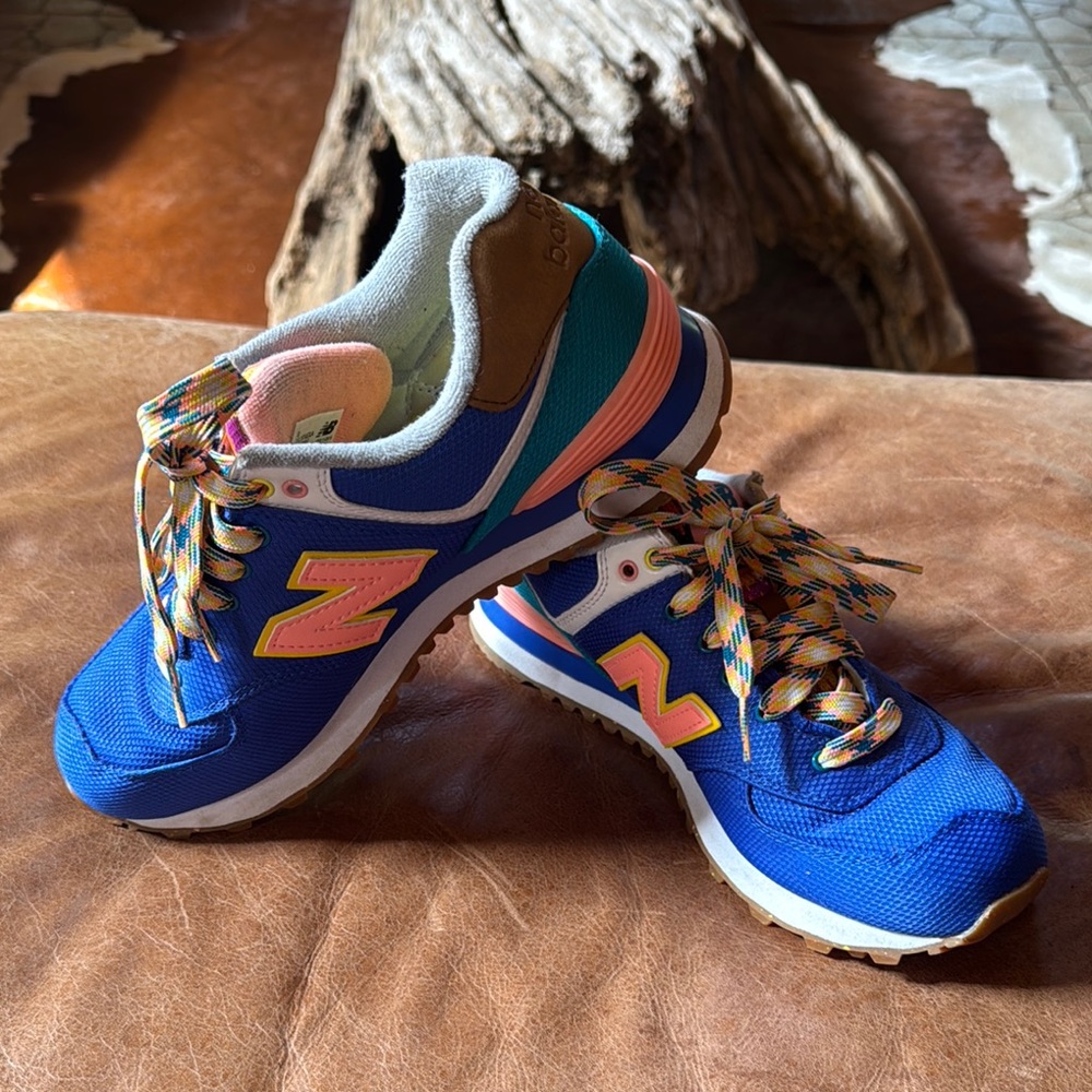 New Balance 574 Blue and Pink Athletic Shoes